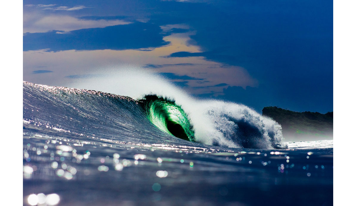 This image from Nicaragua is a good example of a wave\'s relationship with its surroundings.  Being a part of that surrounding and specifically being alone in that surrounding is what I try to convey in these types of images. Photo: <a href=\"https://anthonyghigliaprints.com/\">Anthony Ghiglia</a>