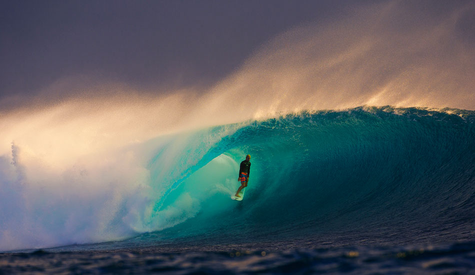 I had not been to Fiji for many years and this was a pretty different trip as I didn\'t stay in the action packed islands, namely Namotu or Tavarua. Instead, I was on a small, rocky boat stationed near the judging tower at Cloudbreak. We got to see when it turned on out there. This shot is a result of that boat and a little knowledge knowing that late this day would be good. Here, Nat Young, Rookie of the Year stole the wave of the afternoon and gave me one of my favorite photos to date. Photo: <a title=\"Nate Smith Surf Photos\" href=\"https://www.natesmithphoto.com/\" target=\"_blank\">Nate Smith</a> 