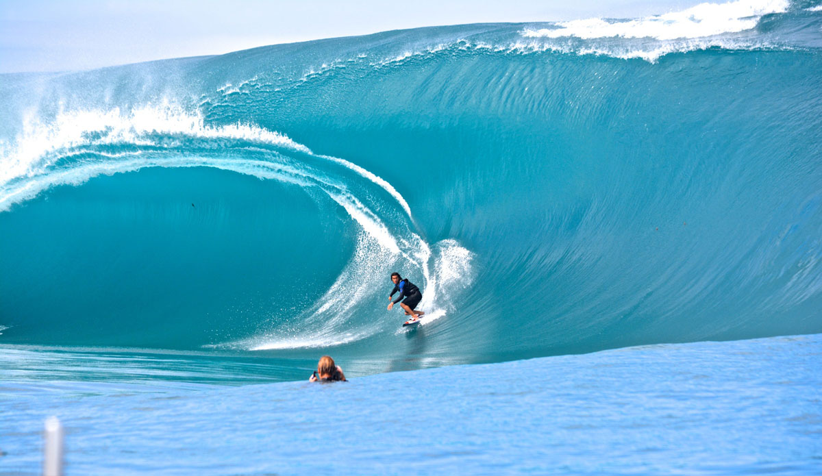 Unknown local surfer from Tahiti. Photo: Kenna Colburn