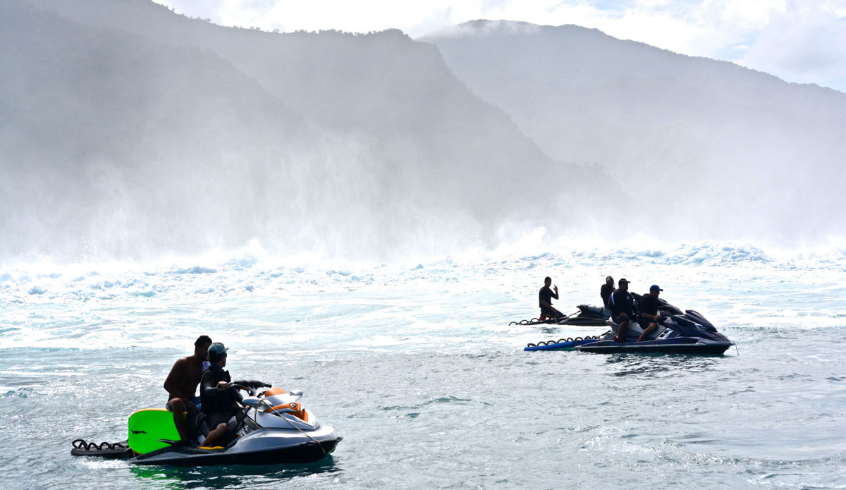 Safety patrol ready for whatever comes their way from the big swell. Photo: Kenna Colburn