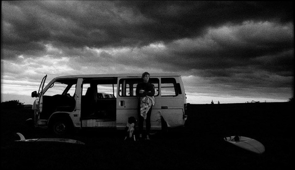 This is Ben, one of my best mates, and his dog Lucy. We\'d just come in from a classic little \'point sesh\'. This was in the days not too far back where we will still kid free and able to relish a bit more in post surf chill out. Photo: <a href=\"https://www.submerge.com.au\" target=_blank>Dean Dampney</a>.