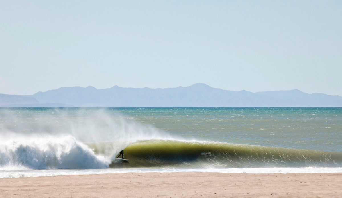 Matt McCabe standing tall in a perfect California tube. Photo: <a href=\"https://paulgreenephoto.com/\" target=_blank>Paul Greene</a> 