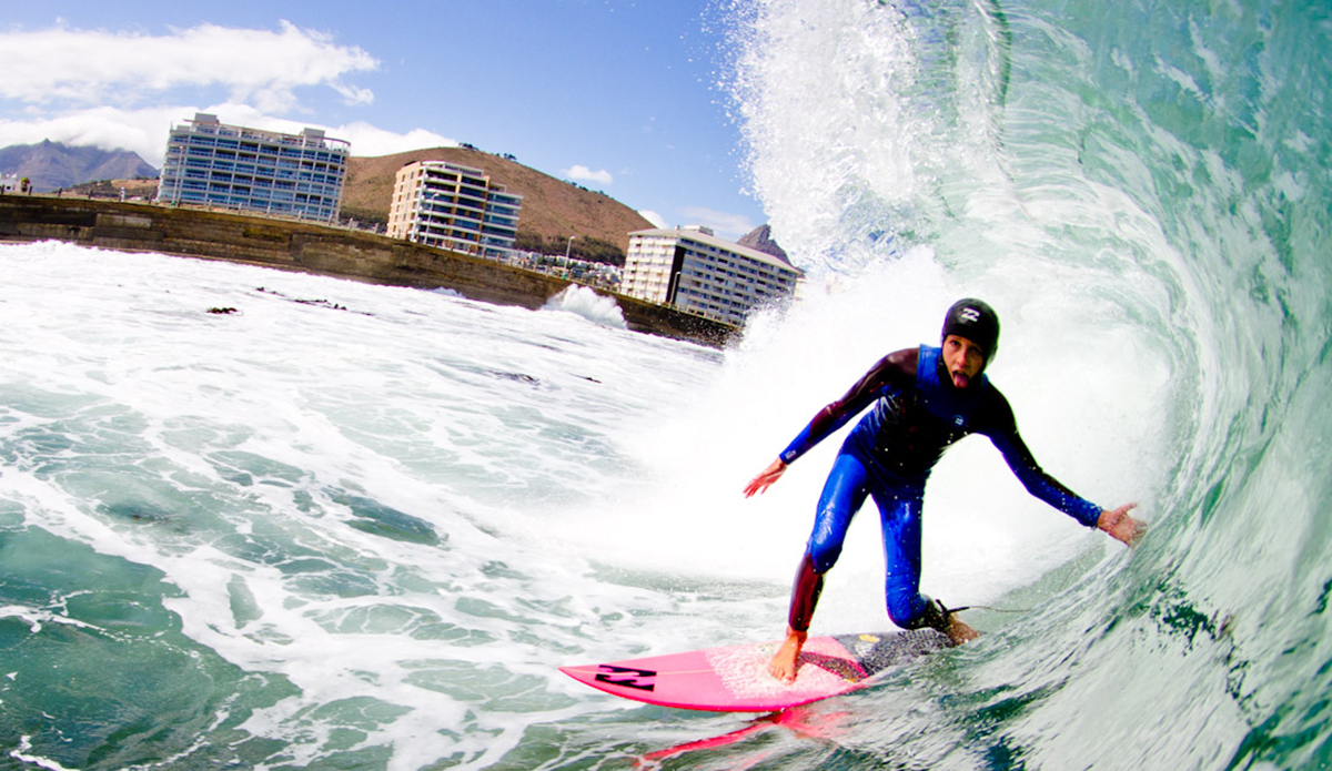 At 13, Max Elkington is one of our brightest junior surfers from Cape Town. This morning, he had the reef all to himself. Photo: <a href=\"https://www.ijtphoto.weebly.com/\">Ian Thurtell</a>