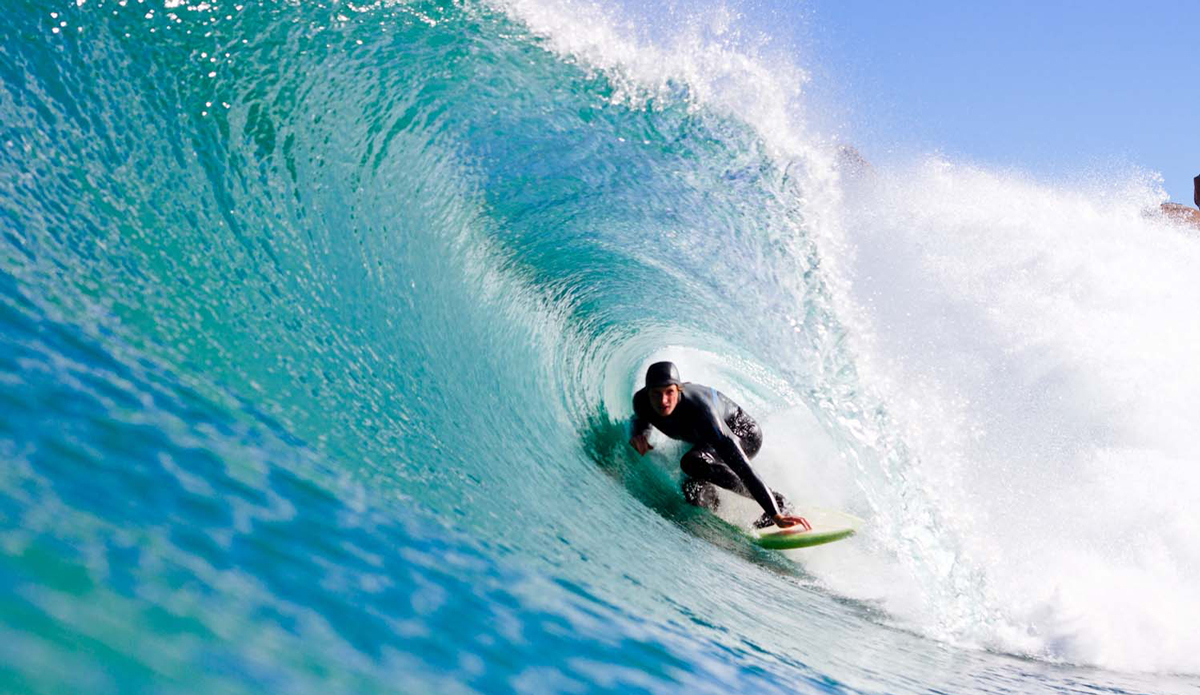 Josh Brodie is a Llandudno local, and one of the most solid surfers in the area. This morning, the light was epic and the waves were perfect. He decided to bring out this board, a long board reshaped into this fat and wide shredder. Photo: <a href=\"https://www.ijtphoto.weebly.com/\">Ian Thurtell</a>