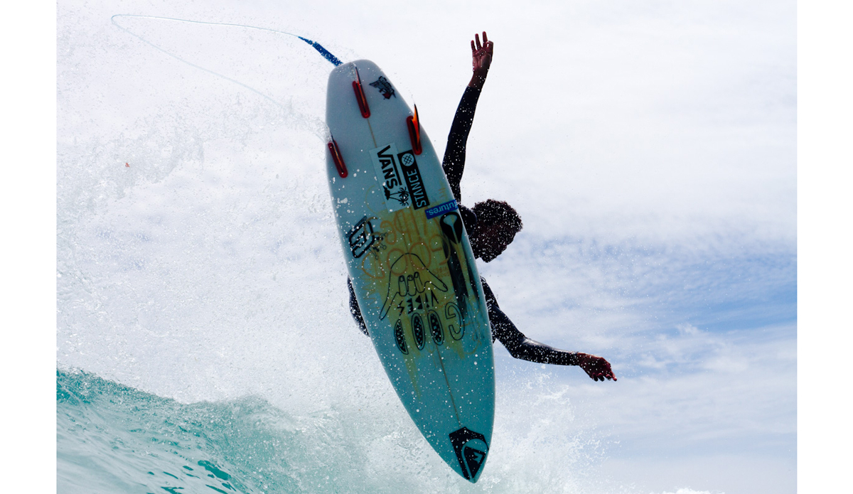 Michael February (or M-Feb as he\'s known to the local community) was recently busy surfing at the Australian Open of Surfing. But when he is not traveling, he is often at a deserted beachbreak near Cape Point, getting his fins loose, as seen here this past December. Photo: <a href=\"https://www.ijtphoto.weebly.com/\">Ian Thurtell</a>