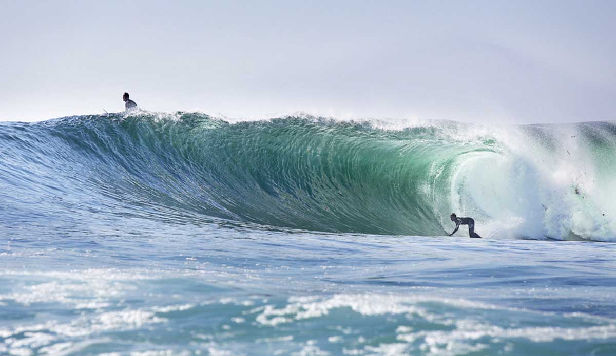 Ian Walsh bottom turns into a Nor East kraken. Photo: Red Bull/<a href=\"https://www.briannevins.com/\">Brian Nevins</a>