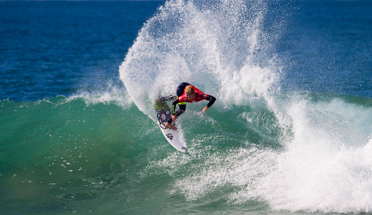 Nat Young of Santa Cruz, California, USA (pictured) winning his Round 2 heat over Raoni Monteiro (BRA) at the J-Bay Open in Jeffreys Bay, South Africa on Thursday July 10, 2014. Young netted a pair of great 8.17 and 7.93 scores to advance into Round 3. The J-Bay Open, stop No. 6 of 11 on the 2014 Samsung Galaxy ASP World Championship Tour was called ON today for Round 1. Photo: <a href=\"https://www.aspworldtour.com/\">ASP</a>/<a href=\"https://www.kirstinscholtz.com/\"> Kirstin Scholtz</a>