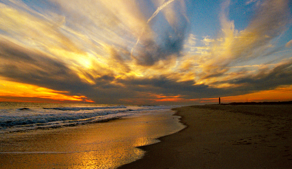 Winter evening sunset at Robert Moses beach.  Photo: <a href=\"https://www.timelessride.com\">Jim Cook</a>