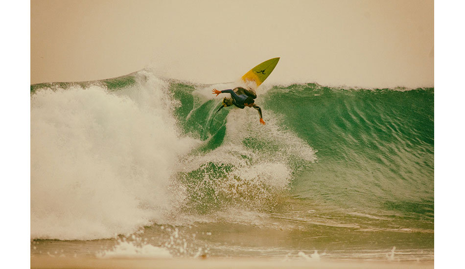 Local boy Francisco Canelas hitting the lip on a set wave that looks more like G-Land\'s Money Trees. Photo: <a href= \"https://joaobracourt.com/\" target=_blank>Joao Bracourt.</a>