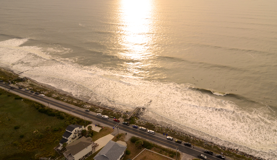 This is an aerial shot of Folly Beach\'s Washout during Hurricane Sandy. Waves were a few feet overhead and a lot of fun. Photo: <a href=\"https://follyhood.blogspot.com\">Justin Morris</a>