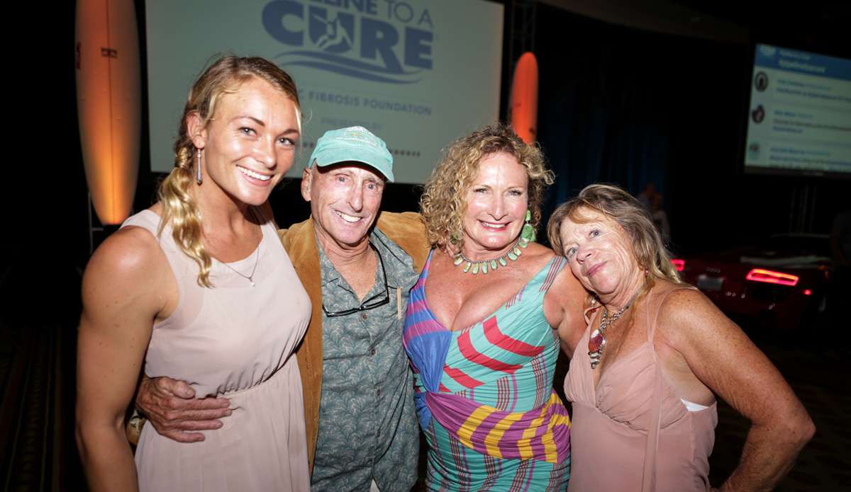 Micky Munoz flanked by Jericho Poppler, his wife Peggy and a guest at Pipeline to a Cure. Photo: Cystic Fibrosis Foundation