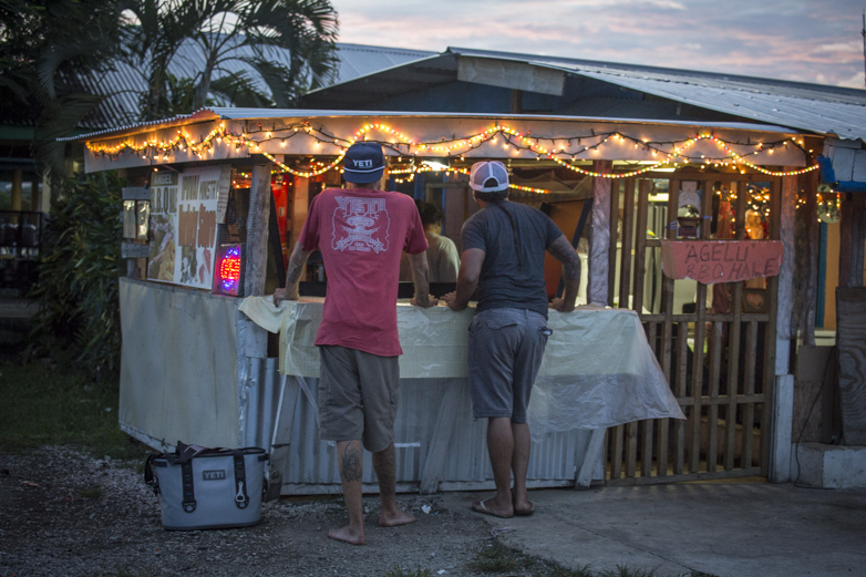Agelu Hale BBQ becomes a favorite stop of ours. Nine tala — roughly $4 U.S. — buys a massive plate of mystery meat in a delicious sauce, green bananas, and, on the rare occasion, rice.
