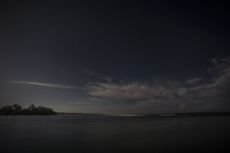 Night time means the rush of the surf doesn’t abate, but the day’s heat gives way to a less-oppressive sky of stars.