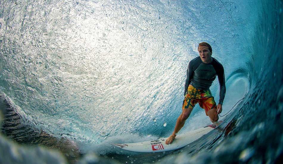 Up close and personal with Andrew Bennett. Shooting Teahupoo at this size is so fun. While you can still get slammed on the reef, there isn\'t the same fear that a ten foot or larger day brings. Photo: <a href=\"https://sethderoulet.com/\" target=_blank>Seth de Roulet</a>