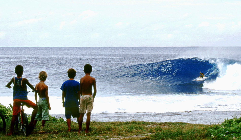 CURIOUS KIDS - SECRET SPOT TAHITI. This place is secret on pain of death: a weird wave that appears out of almost nothing, jacks up as the water hits the reef, and then fades away again. Photo: <a href=\"https://www.bluespherephotography.com\">Shelli Bankier</a>