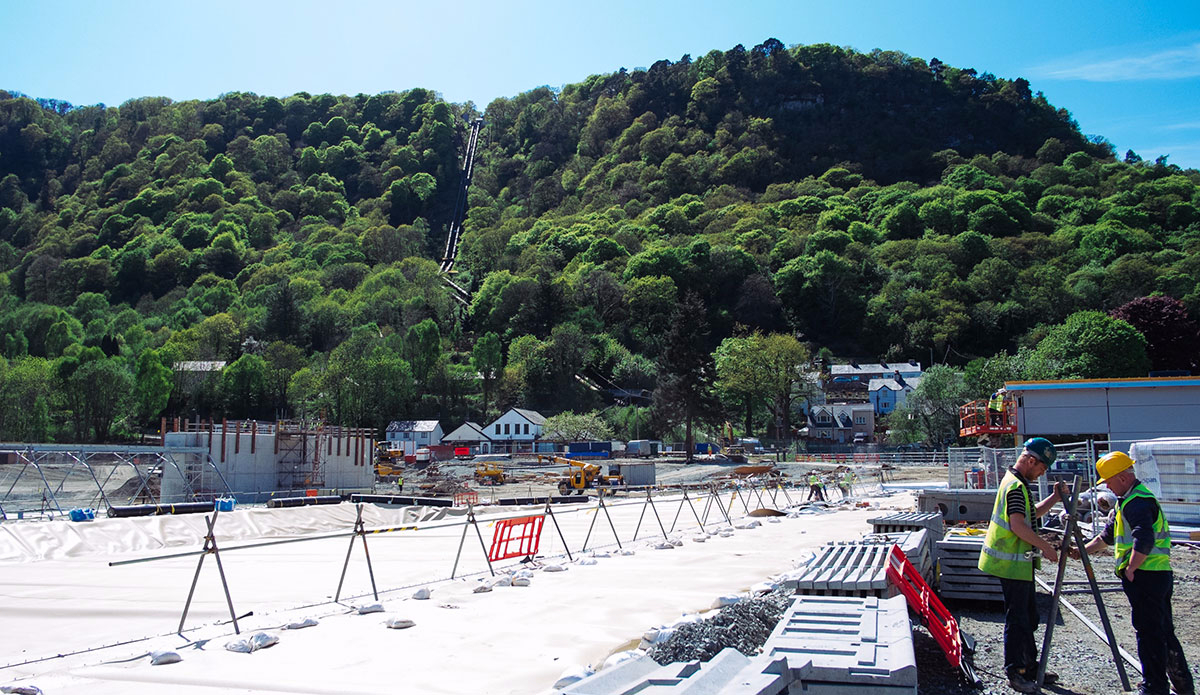 Pipes visible from the nearby hillside will feed rainwater into the lagoon. Photo: Surf Snowdonia