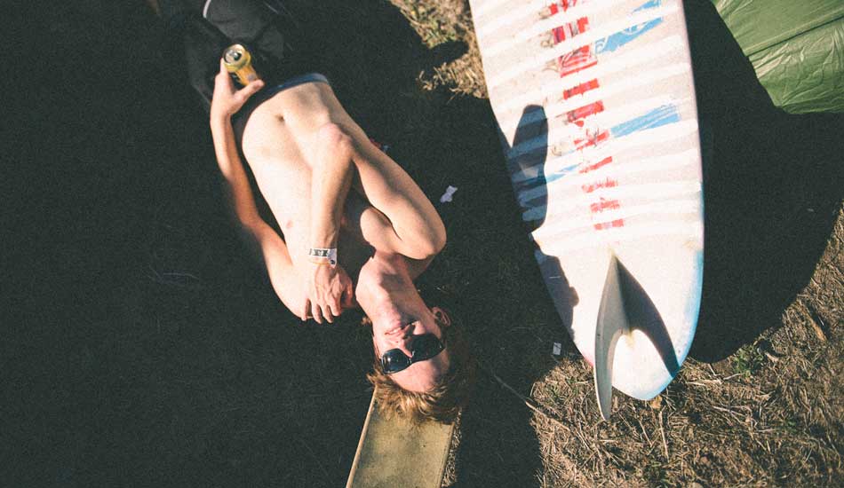 Boards + friends + tents + beers = a life well lived. Photo: <a href=\"https://www.dylangordon.com/\" target=_blank>Dylan Gordon</a>