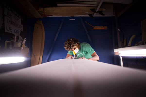 First, we've got to shape a surfboard. The Inertia contributor and owner of Ride Anything, Bryan Knowles, has promised to be our surfboard sherpa. Wish us luck. Photo: Alex Smolowe