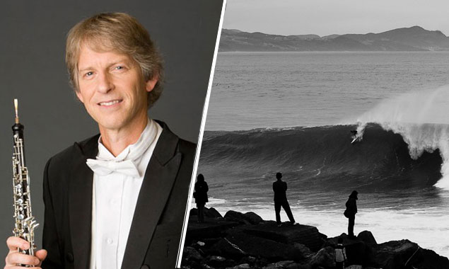 "Bill Bennett performing Strauss’s Oboe Concerto is, I must imagine, classical music’s equivalent of Shane Dorian’s epic wave at Jaws." Bill Bennett. Photo: (L) SF Symphony (R) Pacodos