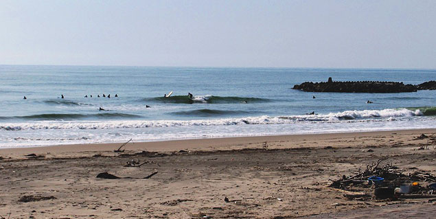 Surfers just 26 kilometers from Fukushima. Photo: Phil Reese