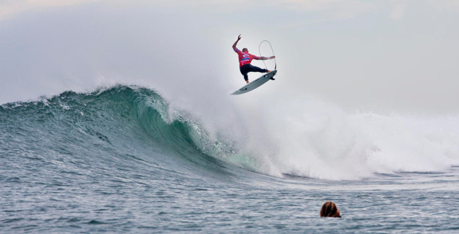 Slater launched this 10 point ride at Bells in the 2012 Final. The icon has won the event four times. Photo: ASP