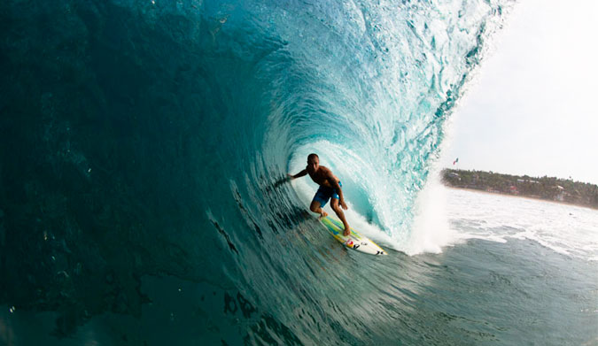 Getting this deep on a Puerto bomb takes some training. Photo: John Maher