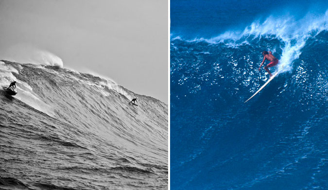 Safe to say that something was passed along, right? Laird Hamilton (L), and adoptive father Billy (R). Photos: (L) (R) Tim McCullough