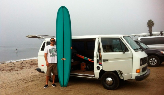 Rymo at San Onofre with one hell of a Jed Noll 10'0". Photo: Courtesy of Jeff Schad