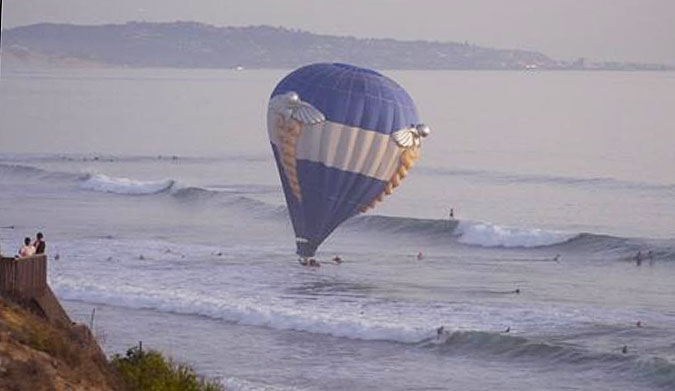 After a sunset proposal, a couple in a hot air balloon drifted into the ocean. Photo: NBC/Jenny Parsons.