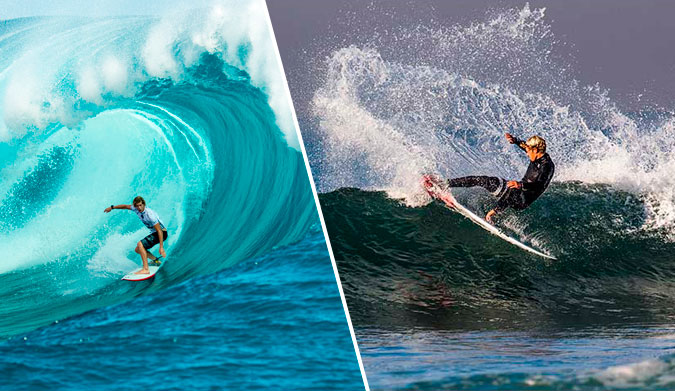 Should waves like the one on the left have a place in professional surfing? Some think not. 