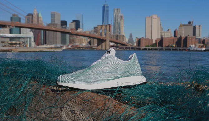 Adidas, in collaboration with Parley for the Oceans, has created a shoe made entirely of recycled ocean waste. Photo: Adidas