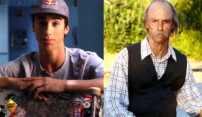 pro skater dressed as old man Professional skateboarder goes to a skate park disguised as an old man  (xpost r/irlsmurfing)