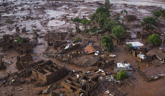 The town of Bento Rodrigues, Brazil, was decimated in what was the start of the "worst environmental disaster in Brazil's history." Photo: Felipe Dana/AP