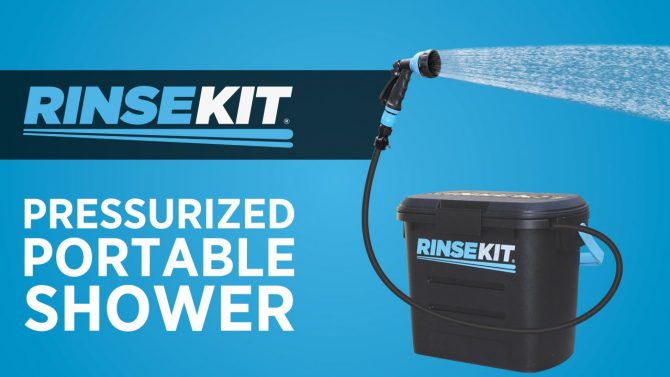 The Rinse Kit automatically pressurizes the water and keeps it heated for several hours. Photo: Rinse Kit