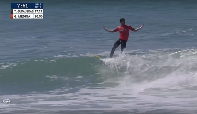 Gabriel Medina is pissed. After his loss to Tanner Gudauskas in the third heat of round three, he stormed off the beach, emptied his locker, and left.