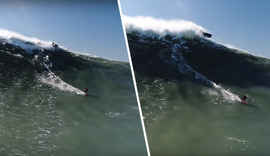This Jet Ski Was Eerily Close to Flying Over the Falls and Onto Ross Clarke Jones at Nazaré