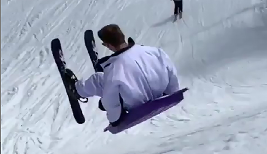 Check Out Sled Boy as He Stomps Big Jumps on Snow Blades and a Magical