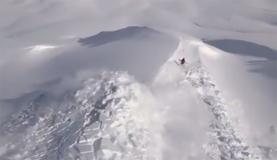 Watch This Incredible Drone Footage of Skier Outrunning Avalanche The