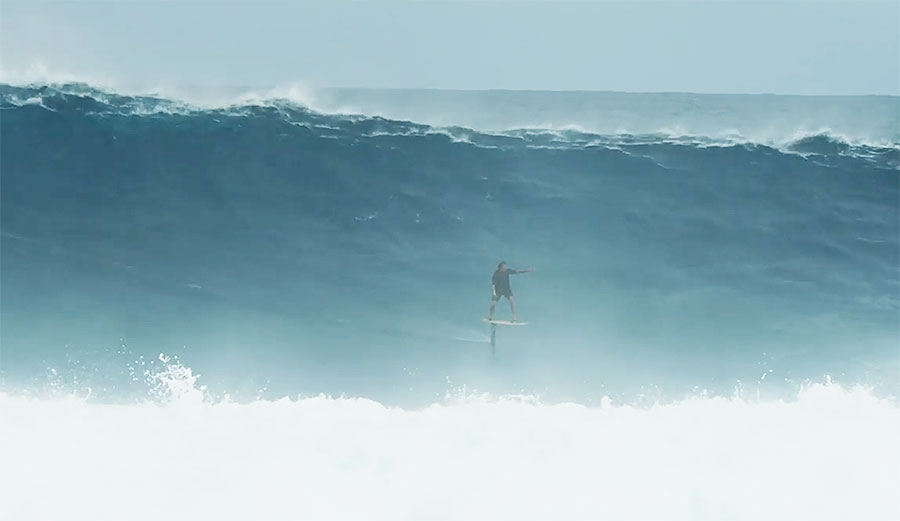 Laird Hamilton Surfing a Hydrofoil at Bombing Cloudbreak Is Mesmerizing