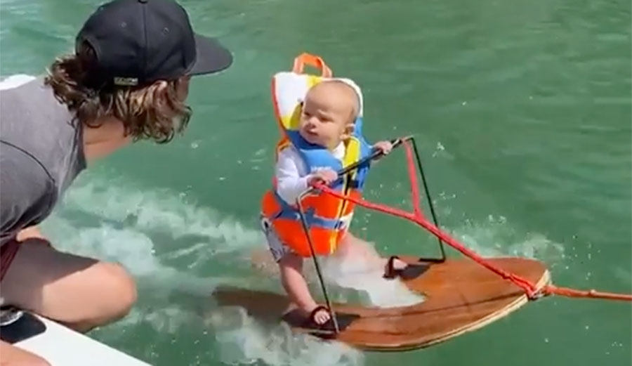 Watch This Adorable 6MonthOld Baby Learn to Water Ski The Inertia