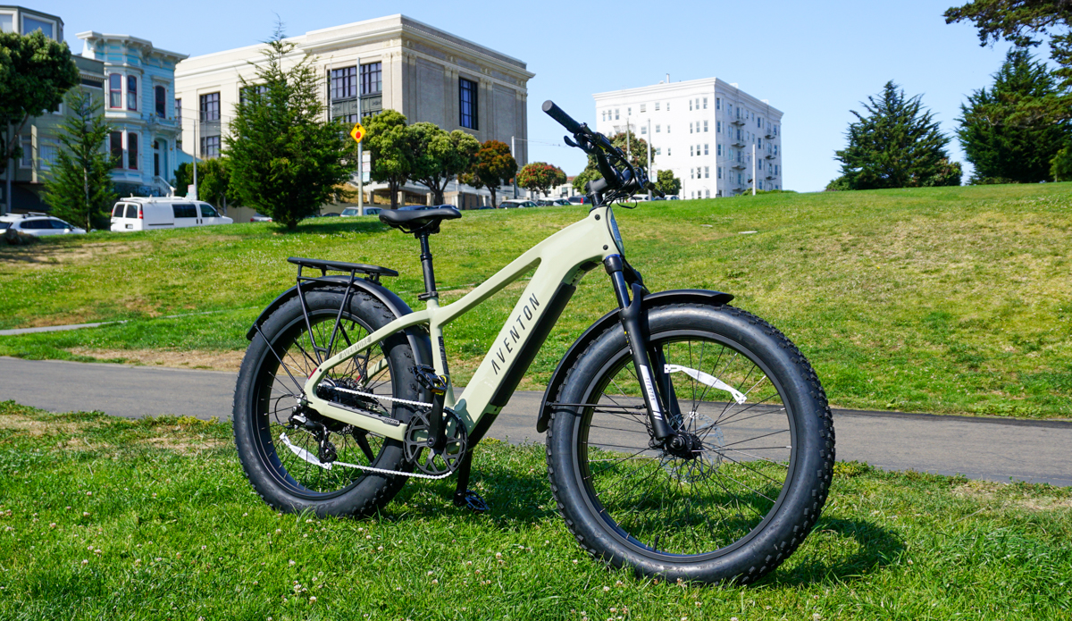 aventon aventure electric fat tire step-thru bicycle Bikes - Aventon 3 Step Over Electric Bike Bikecraze and Geofencing Aventon Aventure 3 Matcha /