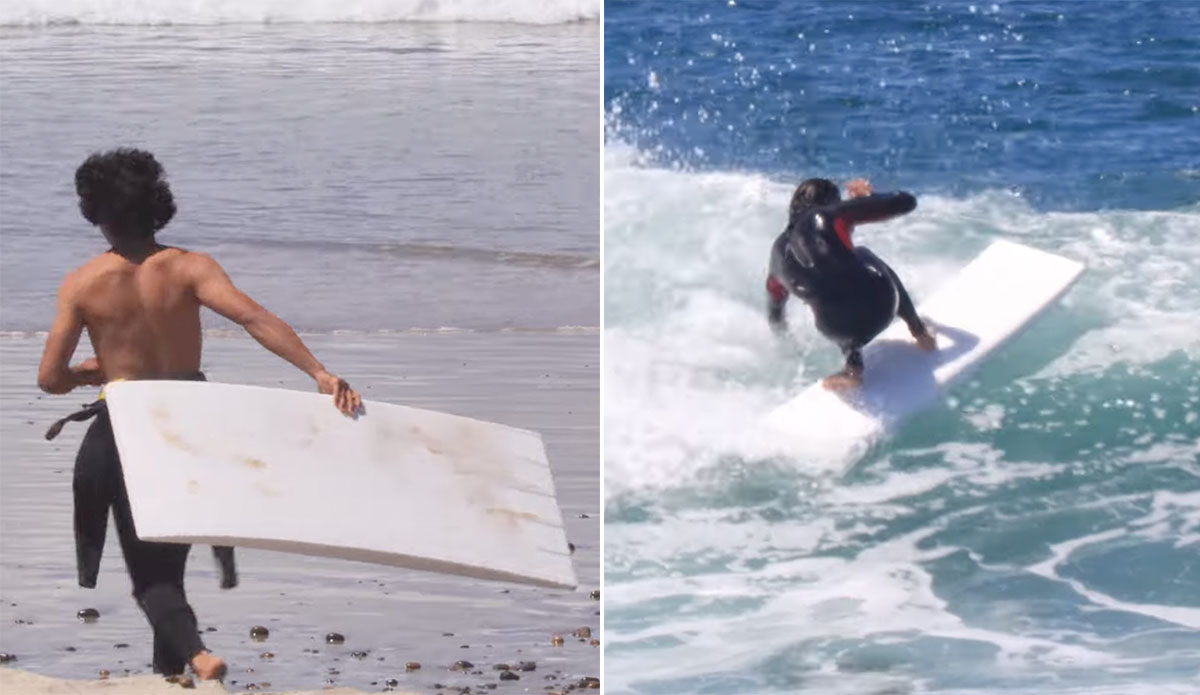 Zack Flores Surfs a Literal Chunk of Foam (and He Does It Well)