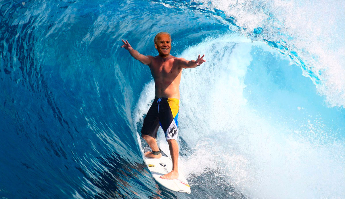 Joe Biden doing the good ol\' presidential double peace sign for the judges.