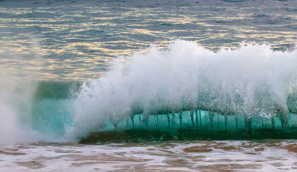 This is the craziest thing I\'ve seen. Under water vortexes as seen from shore, caused from perfectly timed backwash. Photo: <a href=\"https://www.stoverfrenchphoto.com/\">Vaun Stover-French</a> 