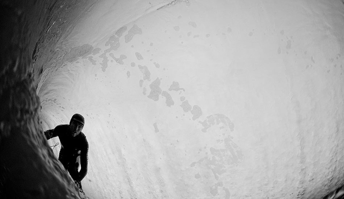 Here\'s my brother, Jamie, deep in a cold barrel at home in New Jersey. I enjoy how the wave seems to be bending away and has created a bubble around him. Take him out of the photo and chances are it would take a minute to figure out this is a photo inside a wave. Photo: <a href=\"https://trevormoran.com/\">Trevor Moran</a>