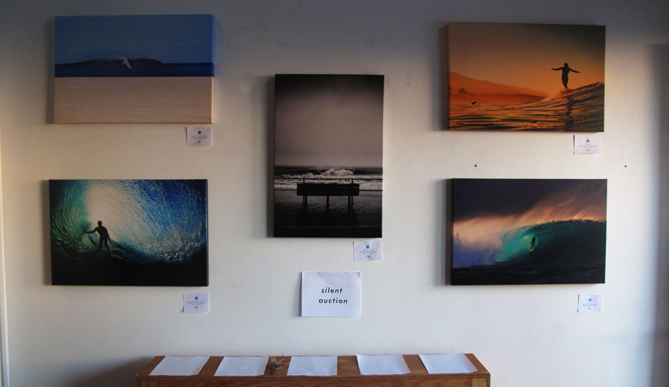 After. The Silent Auction powered by the generous donations of The Canvas Wave with prints by Nate Smith (Top Left, Bottom Left, Bottom Right), Matt Clark (center) and Bryce Johnson (top right). We were beyond stoked on these prints. It was hard to say goodbye to them.