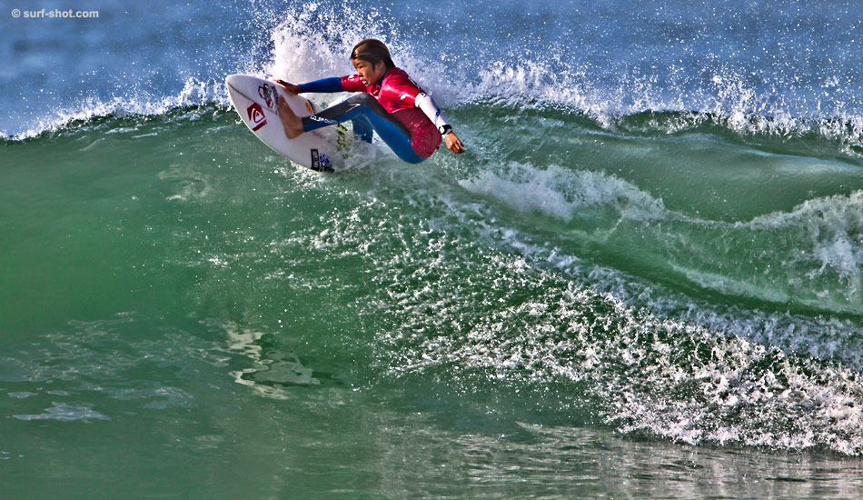 For a little guy, Kanoa Igarashi is all business. Igarashi is signed up with Quiksilver and always TCOB in heats. Photo: <a href=\"https://www.surf-shot.com\" target=_blank>Surf-Shot.com</a>