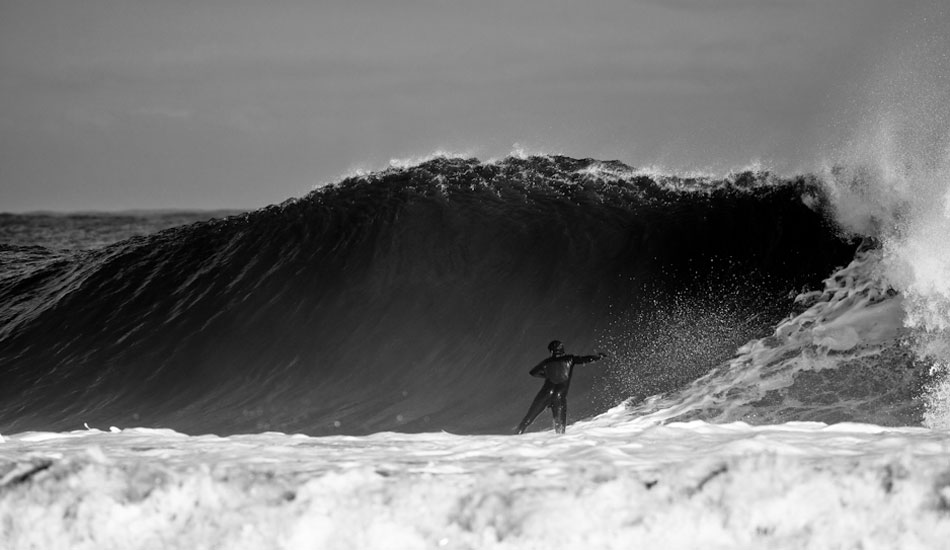 Surf artist Bryan Zinski in New Jersey in December 2009. Bryan is always stoked - especially when there\'s a big red blob swirling off our coast.