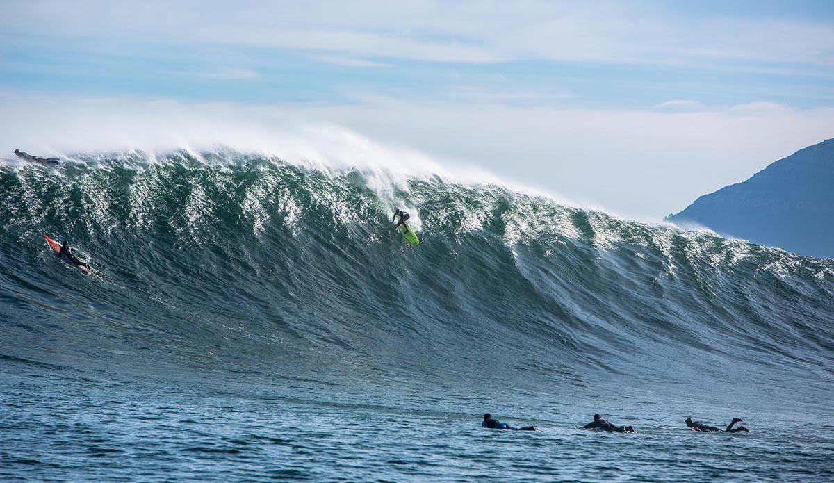 Two of South Africa’s better emerging big-wave icons: Matt Bromley and Sunset Reef. Both are sfrom Kommetjie, Cape Town.   Photo: <a href=\"https://instagram.com/alanvangysen\">Alan Van Gysen</a>