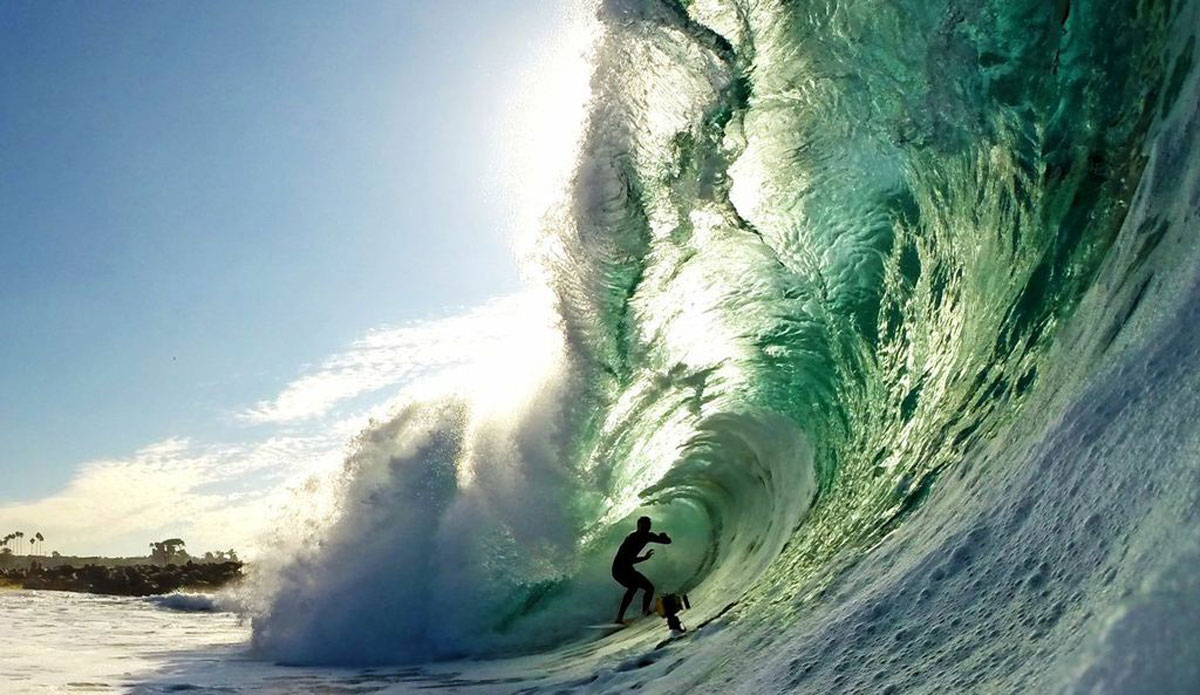 Oliver Kurtz at The Wedge. This was the day Hurricane Marie started hitting and began to show a little size. Photo: <a href=\"https://www.etsy.com/shop/AaronBrucePhoto\">Aaron Bruce</a>